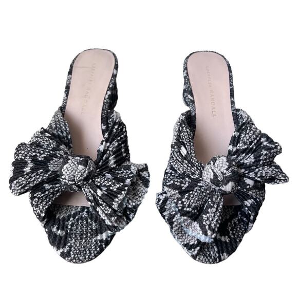 Loeffler Randal Emilia Penny Pleated Knot Sandals Womens 6.5 python snake - Picture 6 of 6